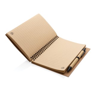 Cuaderno de espiral kraft con bolígrafo promocional